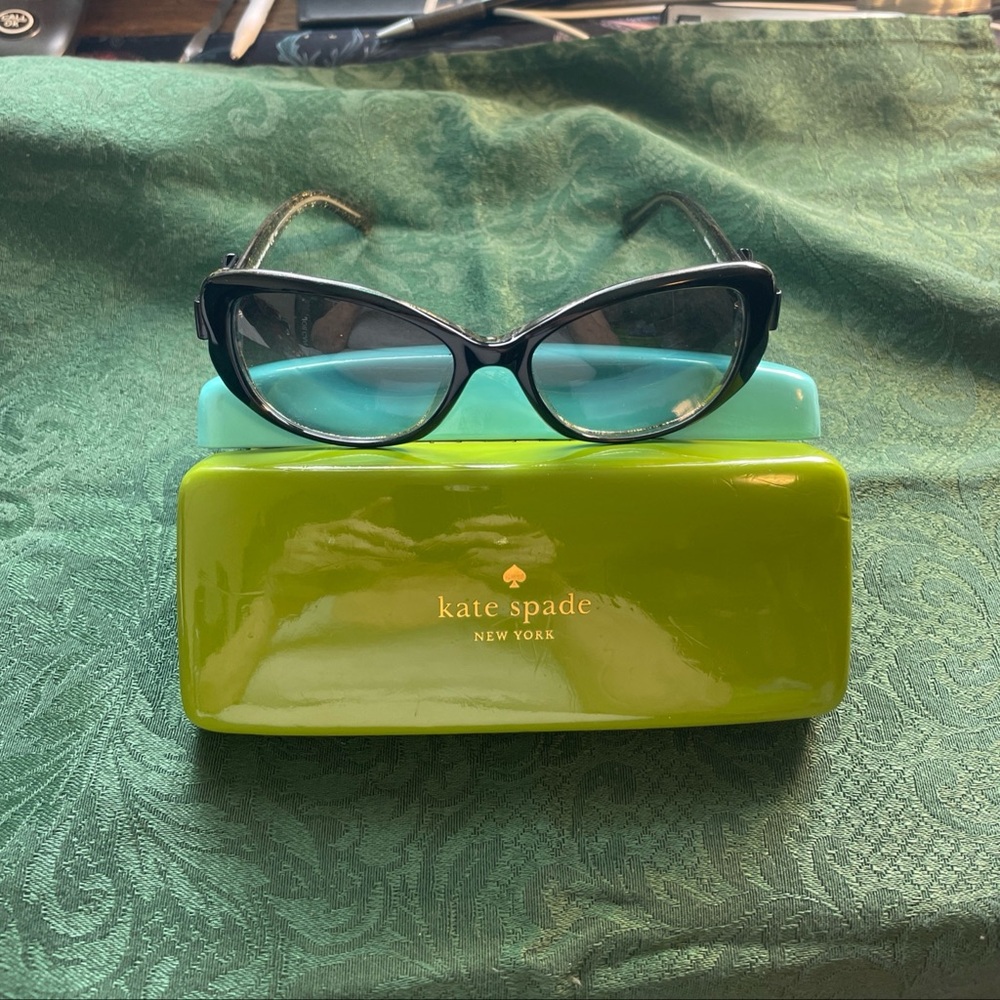 Kate Spade Dark Brown Glittery Rectangular Sunglasses No Prescription